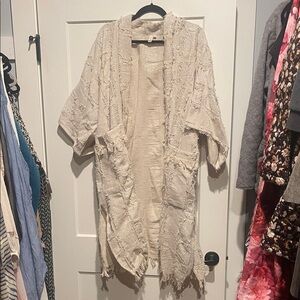 Anthropologie Textured Cream Cape